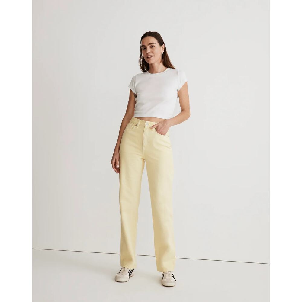 Madewell Baggy Denim Straight Leg Jeans Garment-Dyed Pale Daffodil Size 27 NWOT